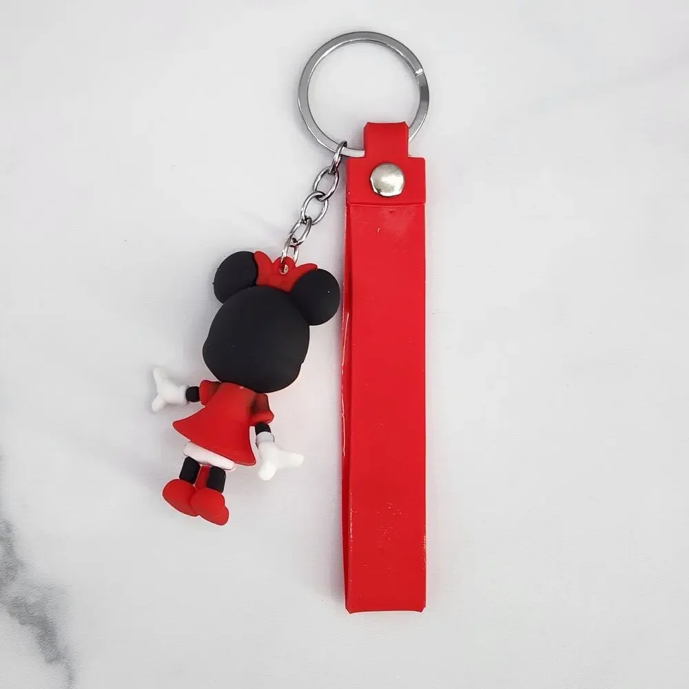 Disney's Minnie Mouse 3D Figure Keychain & Strap Bag Charm PVC Silicone Red